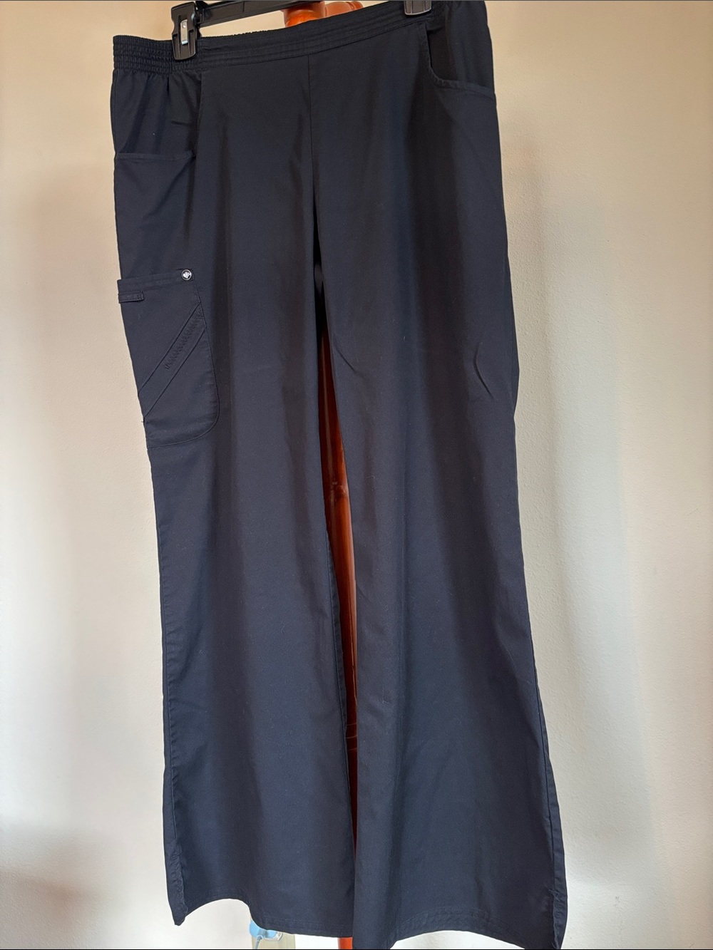 Ladies Size Medium Black flare leg scrub pants.